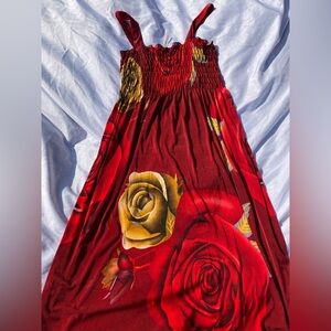 frenchies red floral sundress